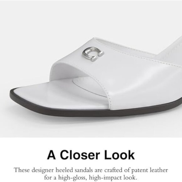 Coach Women's Sculpted C Block Heel Sandal Heeled, Optic White, 9.5 - Picture 3 of 5